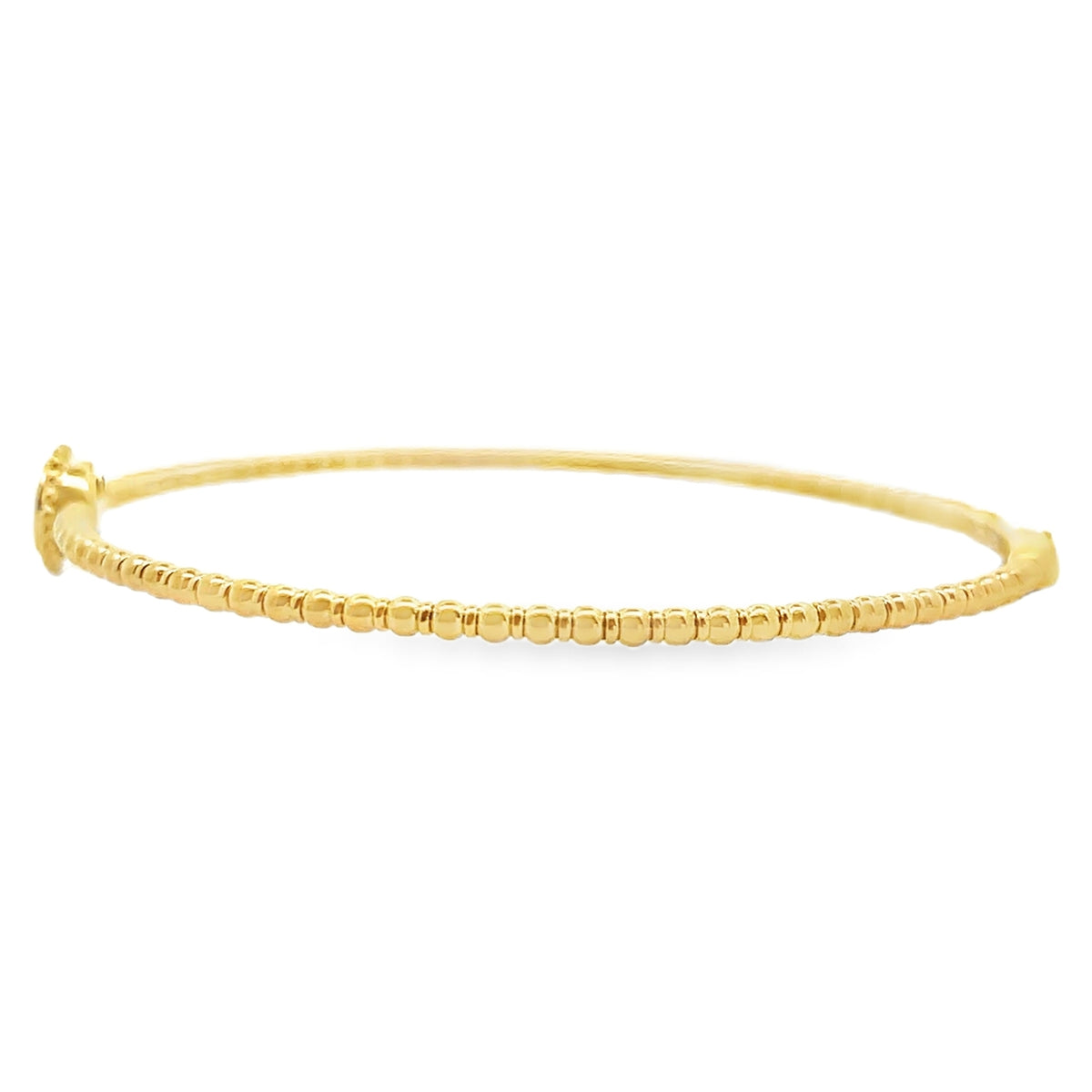 14K Yellow Gold Single Station 0.11 Carat Diamond Flexible Bangle Bracelet