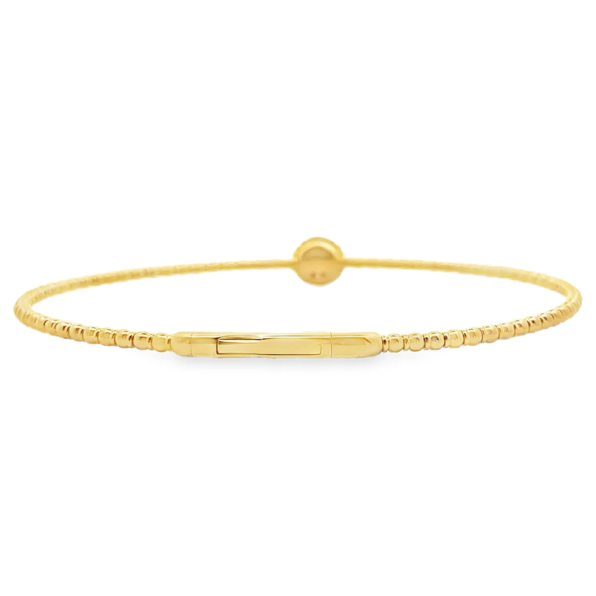 14K Yellow Gold Single Station 0.11 Carat Diamond Flexible Bangle Bracelet