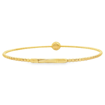 14K Yellow Gold Single Station 0.11 Carat Diamond Flexible Bangle Bracelet
