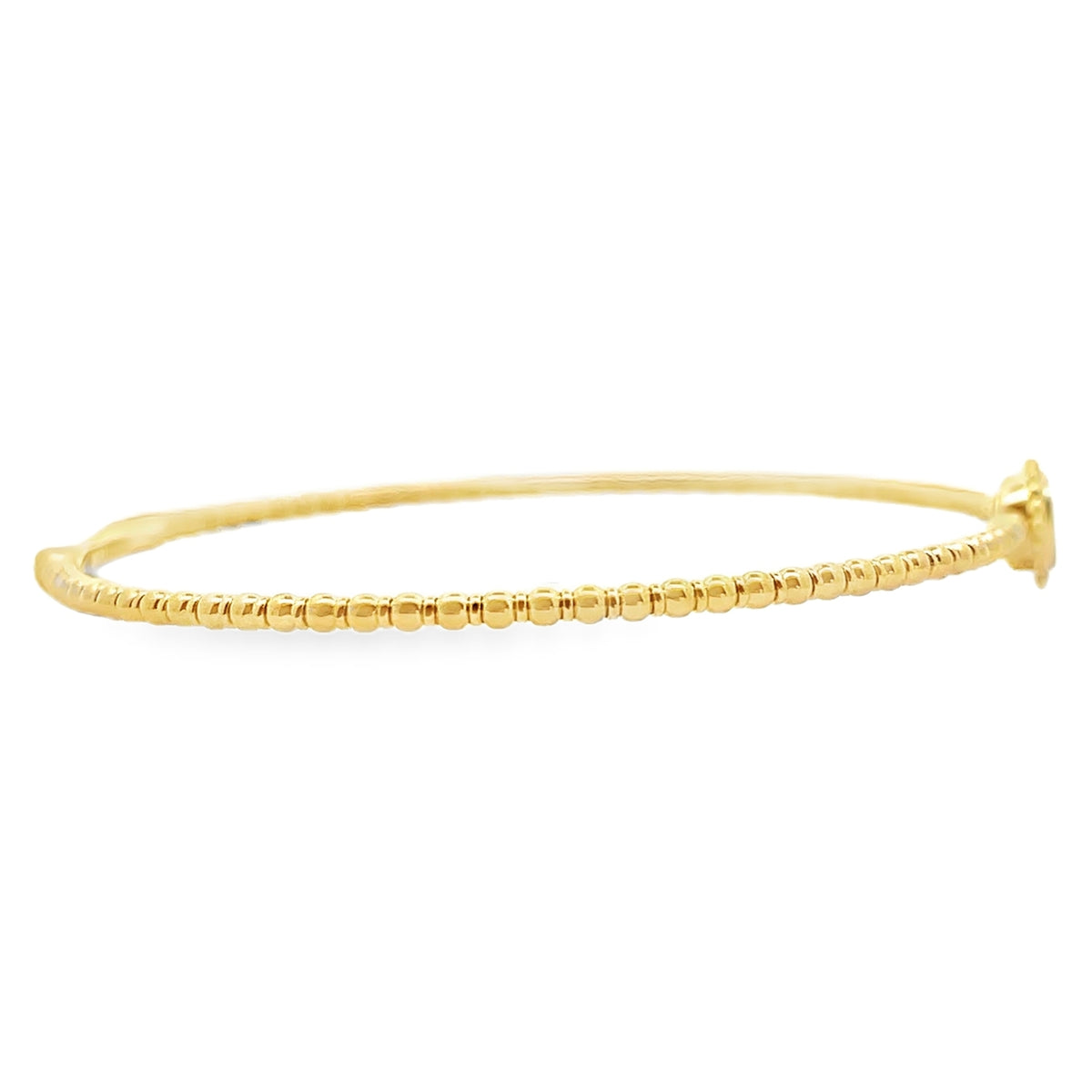 14K Yellow Gold Single Station 0.11 Carat Diamond Flexible Bangle Bracelet