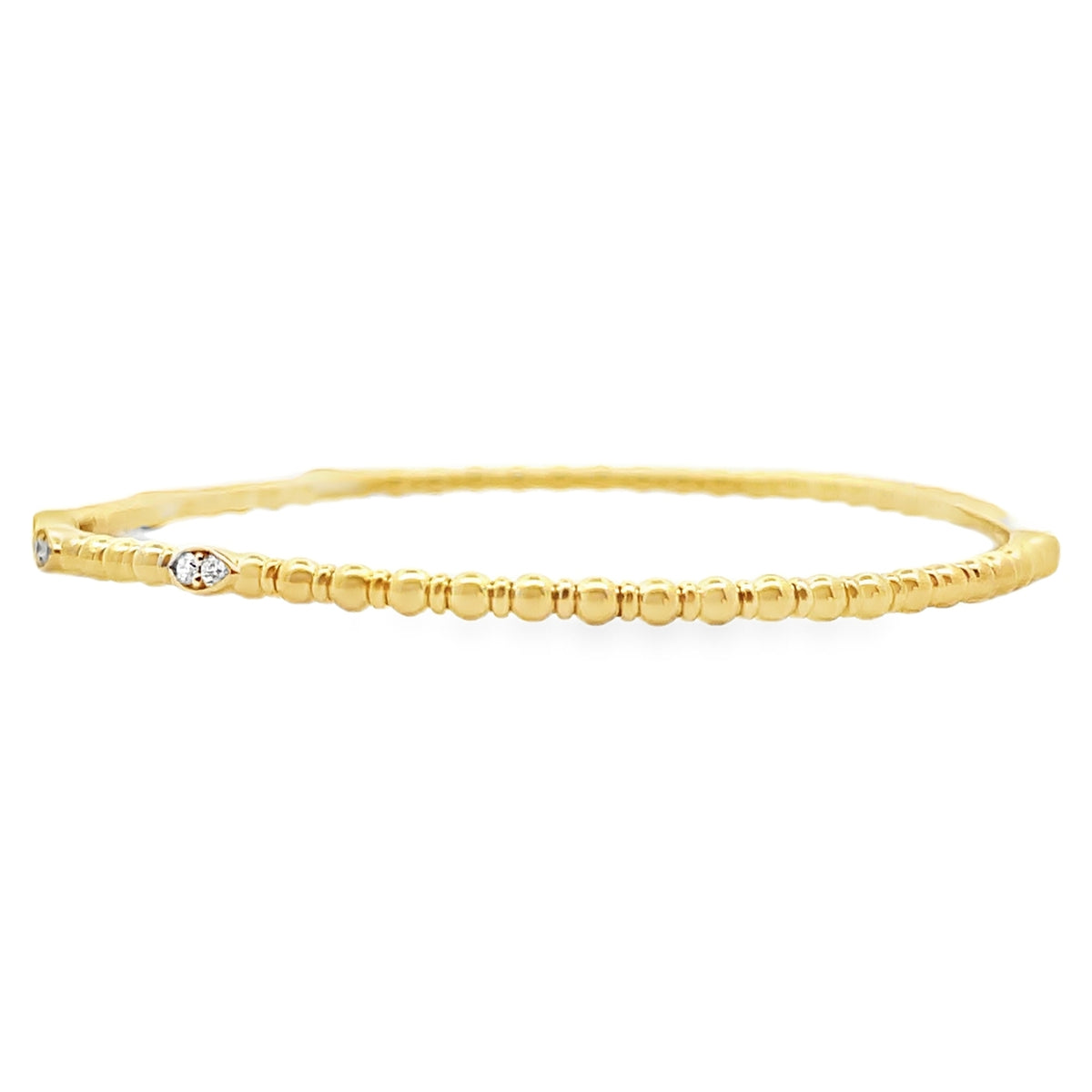14K Yellow Gold Five Station 0.13 Carat Diamond Flexible Bangle Bracelet