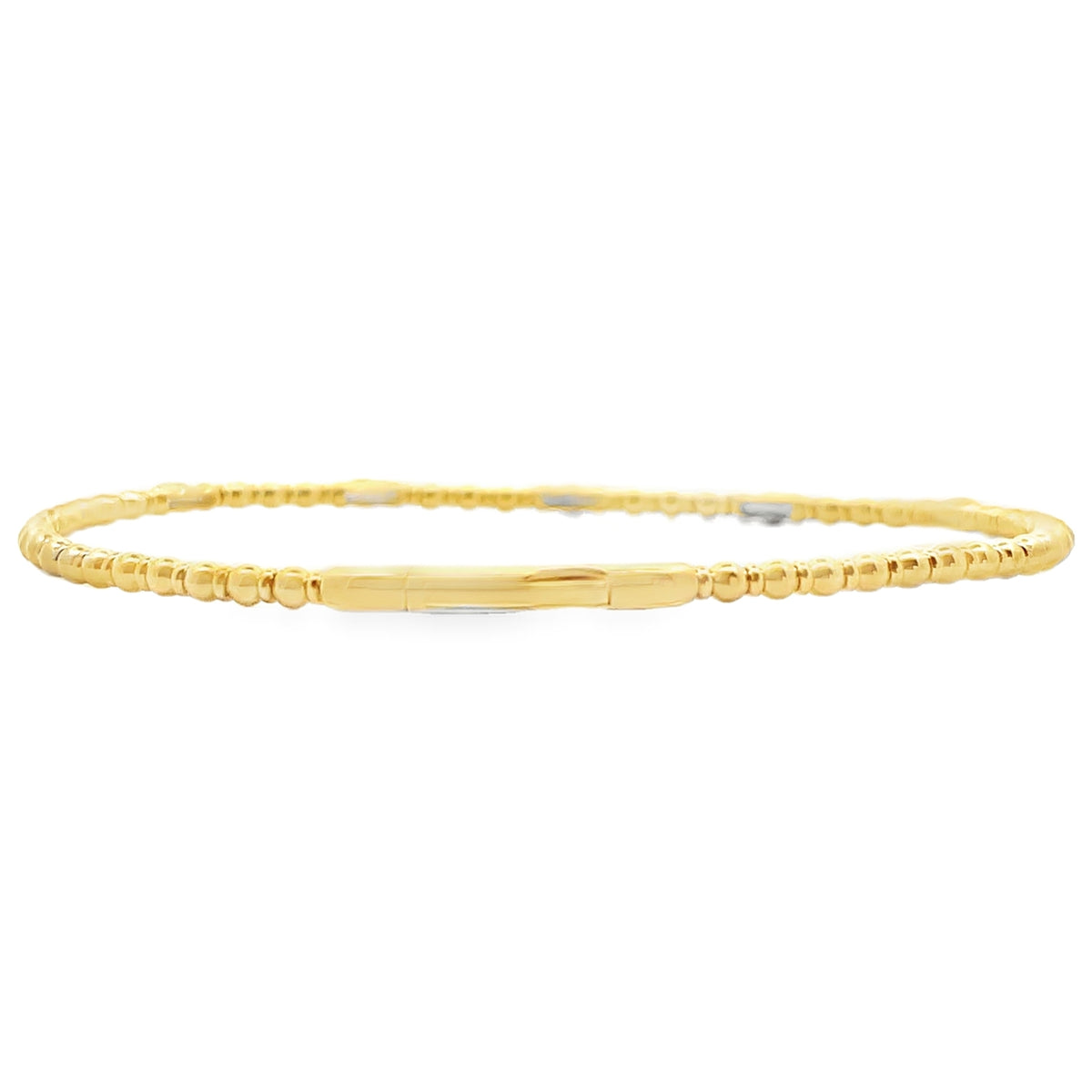 14K Yellow Gold Five Station 0.13 Carat Diamond Flexible Bangle Bracelet