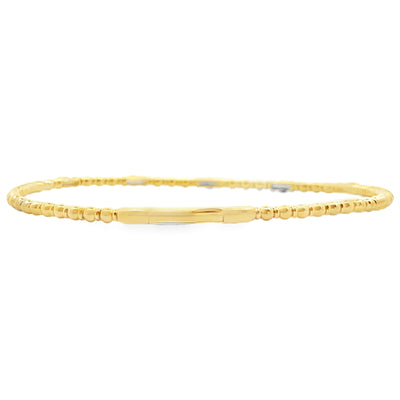 14K Yellow Gold Five Station 0.13 Carat Diamond Flexible Bangle Bracelet