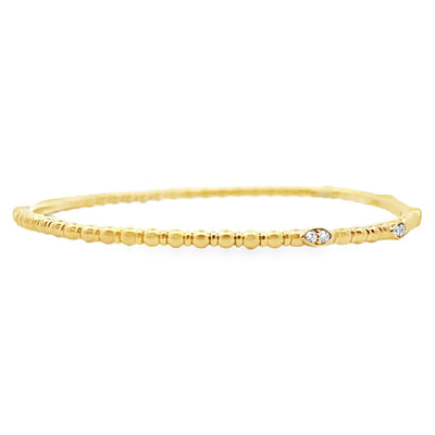 14K Yellow Gold Five Station 0.13 Carat Diamond Flexible Bangle Bracelet