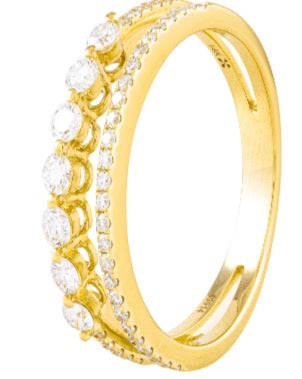 14K Yellow Gold Ring With Multi Row Diamonds Totaling 0.55 Carats