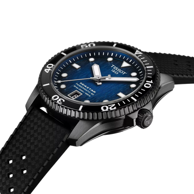 Tissot T120.807.37.041.00 Seastar 1000 Powermatic 80 Watch 40mm with Blue Dial and Black Case