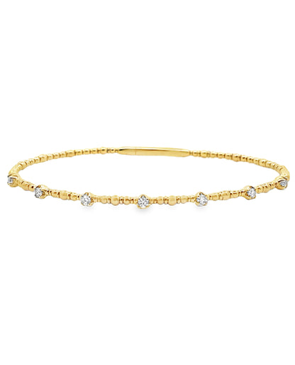 14K Yellow Gold Flexible Diamond Bangle Bracelet