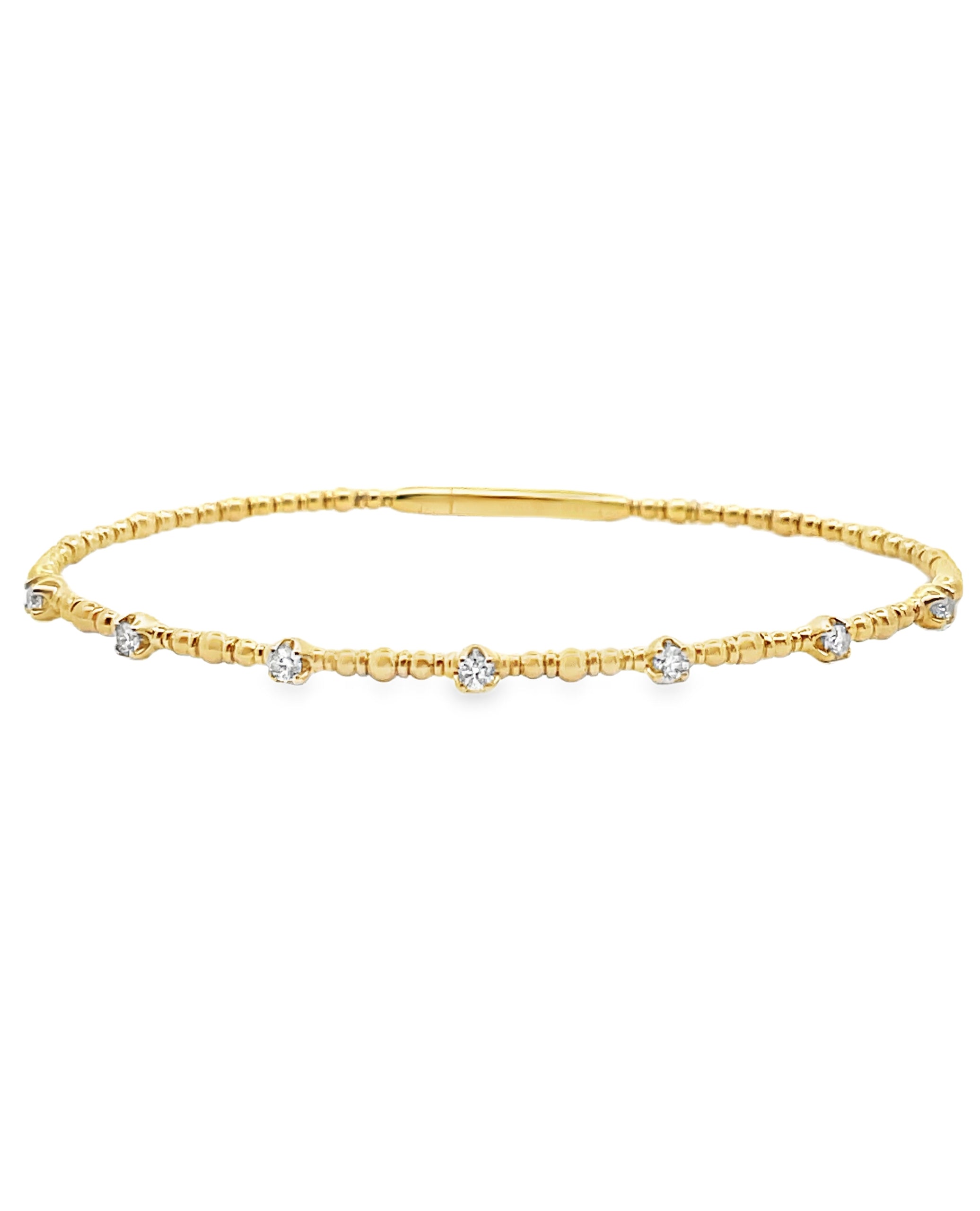 14K Yellow Gold Flexible Diamond Bangle Bracelet