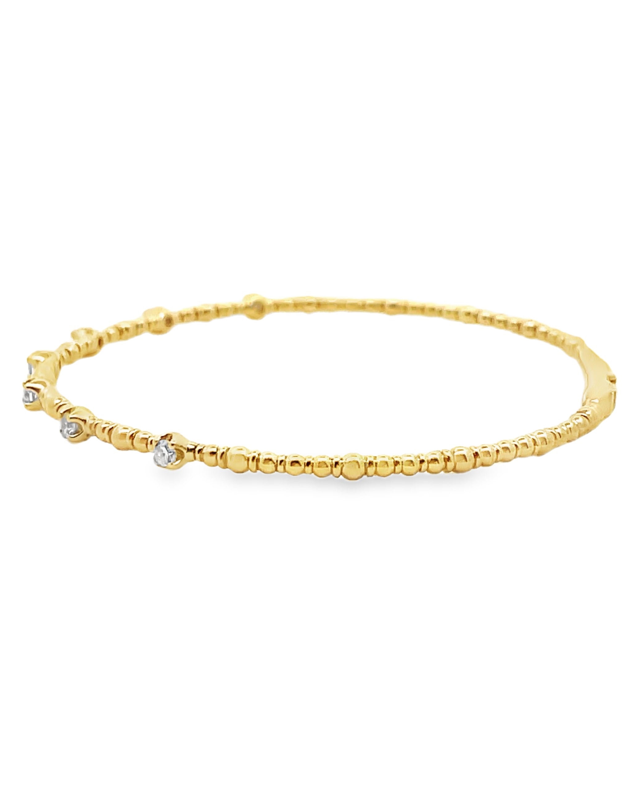 14K Yellow Gold Flexible Diamond Bangle Bracelet
