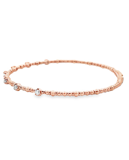 14K Rose Gold Flexible Diamond Bangle Bracelet