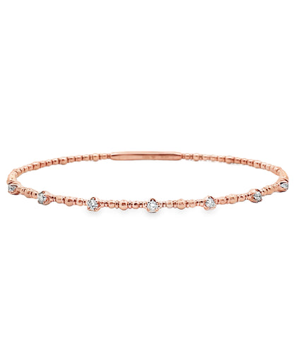 14K Rose Gold Flexible Diamond Bangle Bracelet