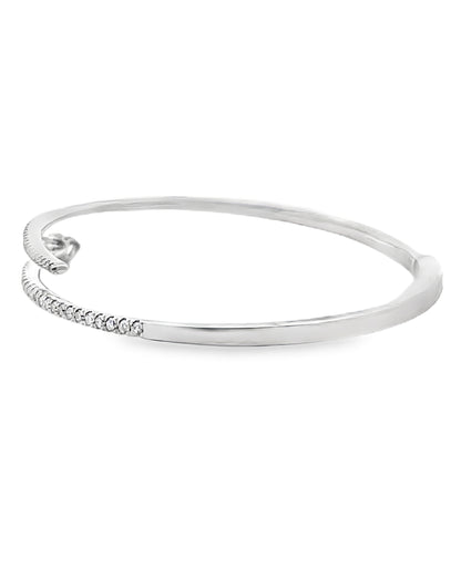 14K White Gold Diamond Bypass Bangle Bracelet