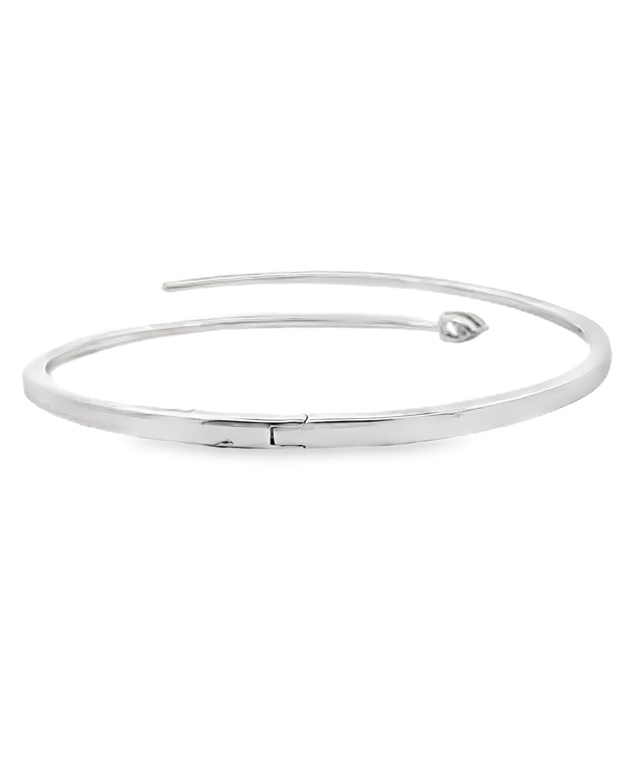 14K White Gold Diamond Bypass Bangle Bracelet