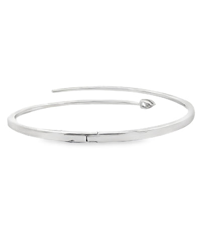 14K White Gold Diamond Bypass Bangle Bracelet