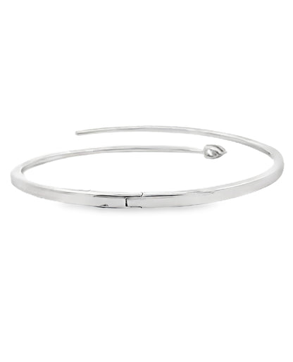 14K White Gold Diamond Bypass Bangle Bracelet