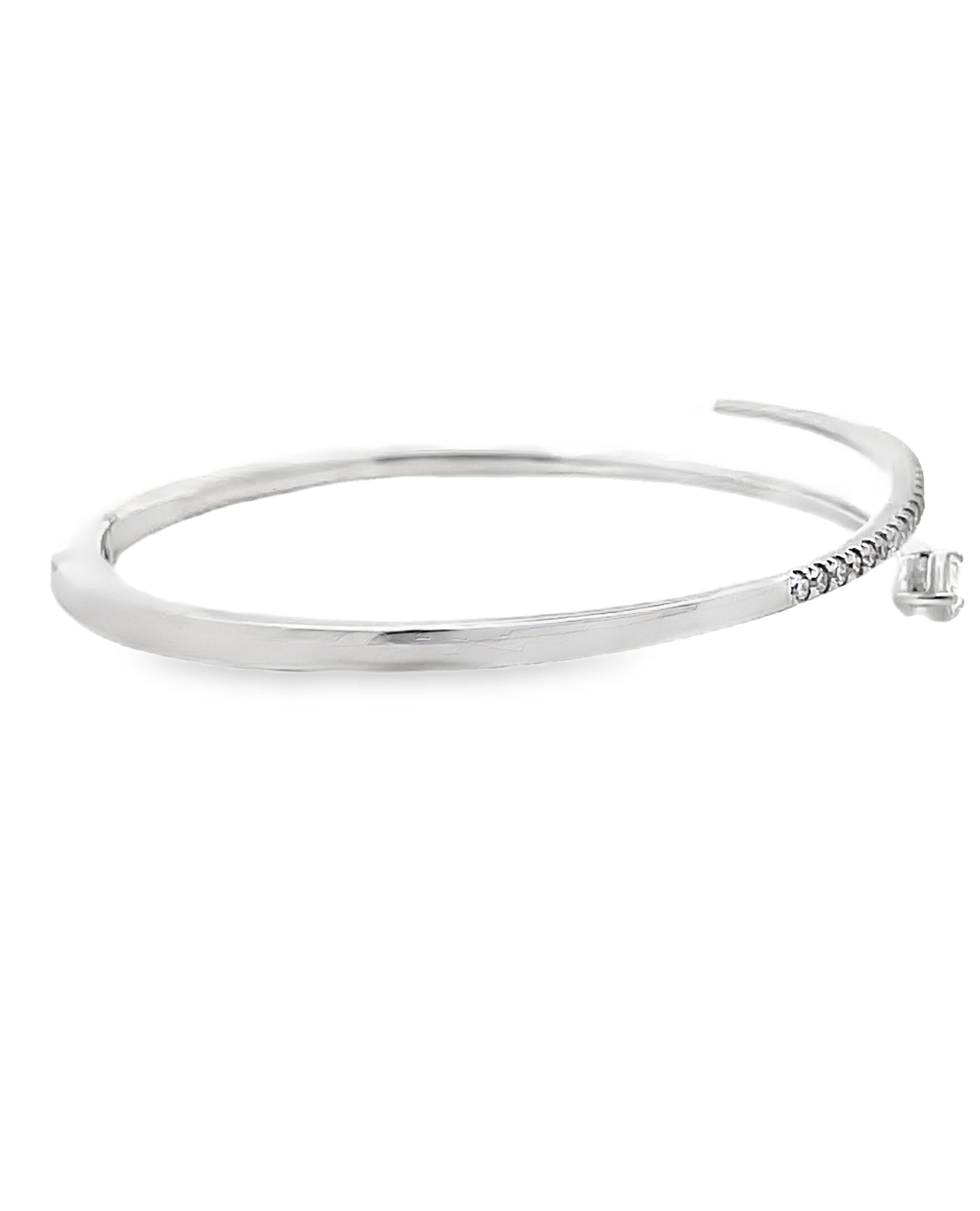 14K White Gold Diamond Bypass Bangle Bracelet