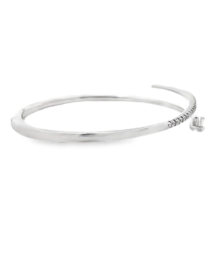 14K White Gold Diamond Bypass Bangle Bracelet