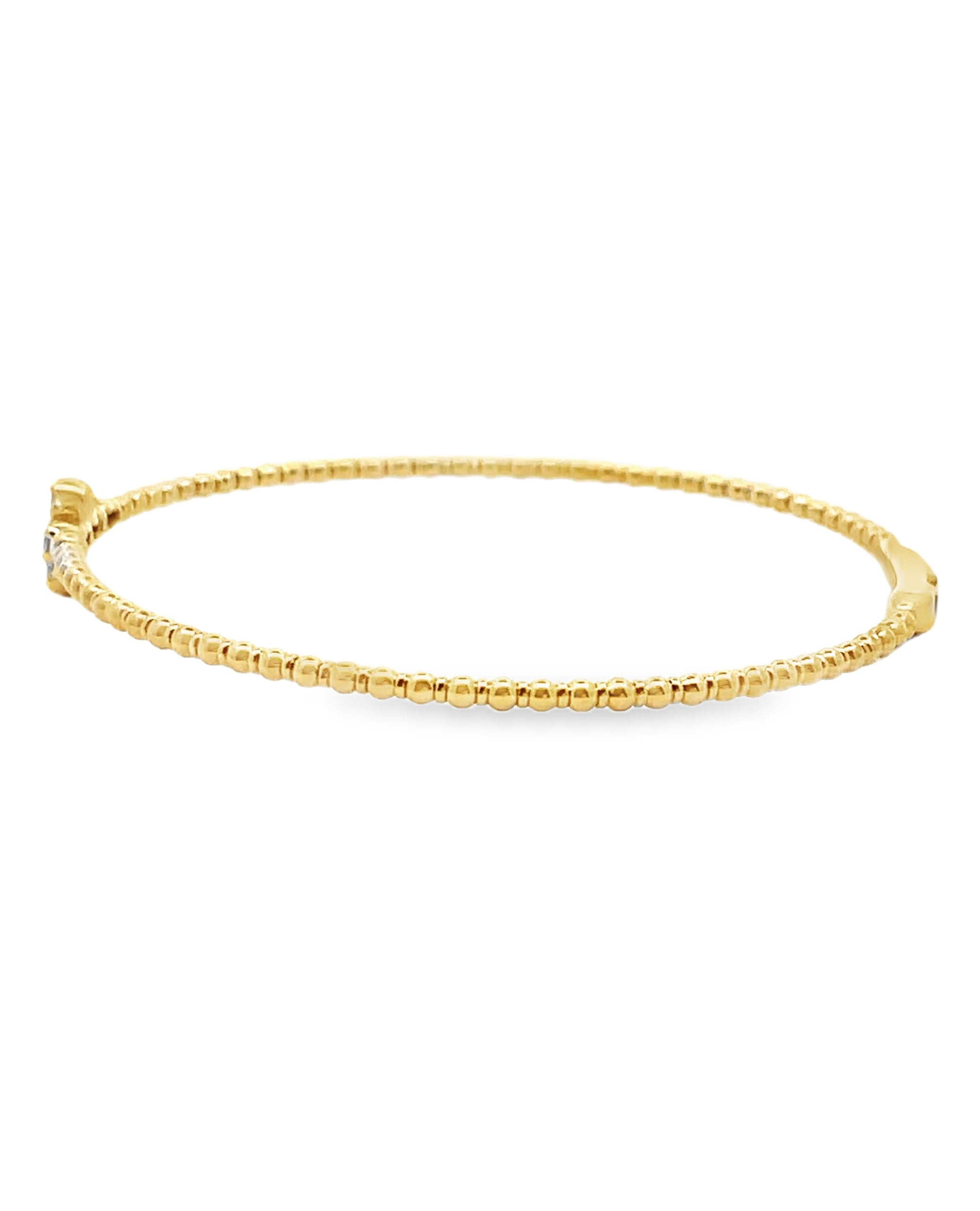 14K Yellow Gold Diamond Cross Bangle Bracelet