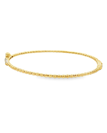 14K Yellow Gold Diamond Cross Bangle Bracelet