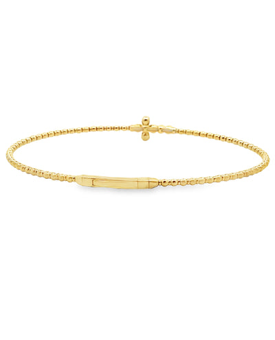 14K Yellow Gold Diamond Cross Bangle Bracelet
