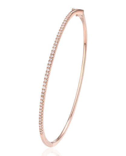 14K Pink Gold Diamond Bangle Bracelet (Watch Video)