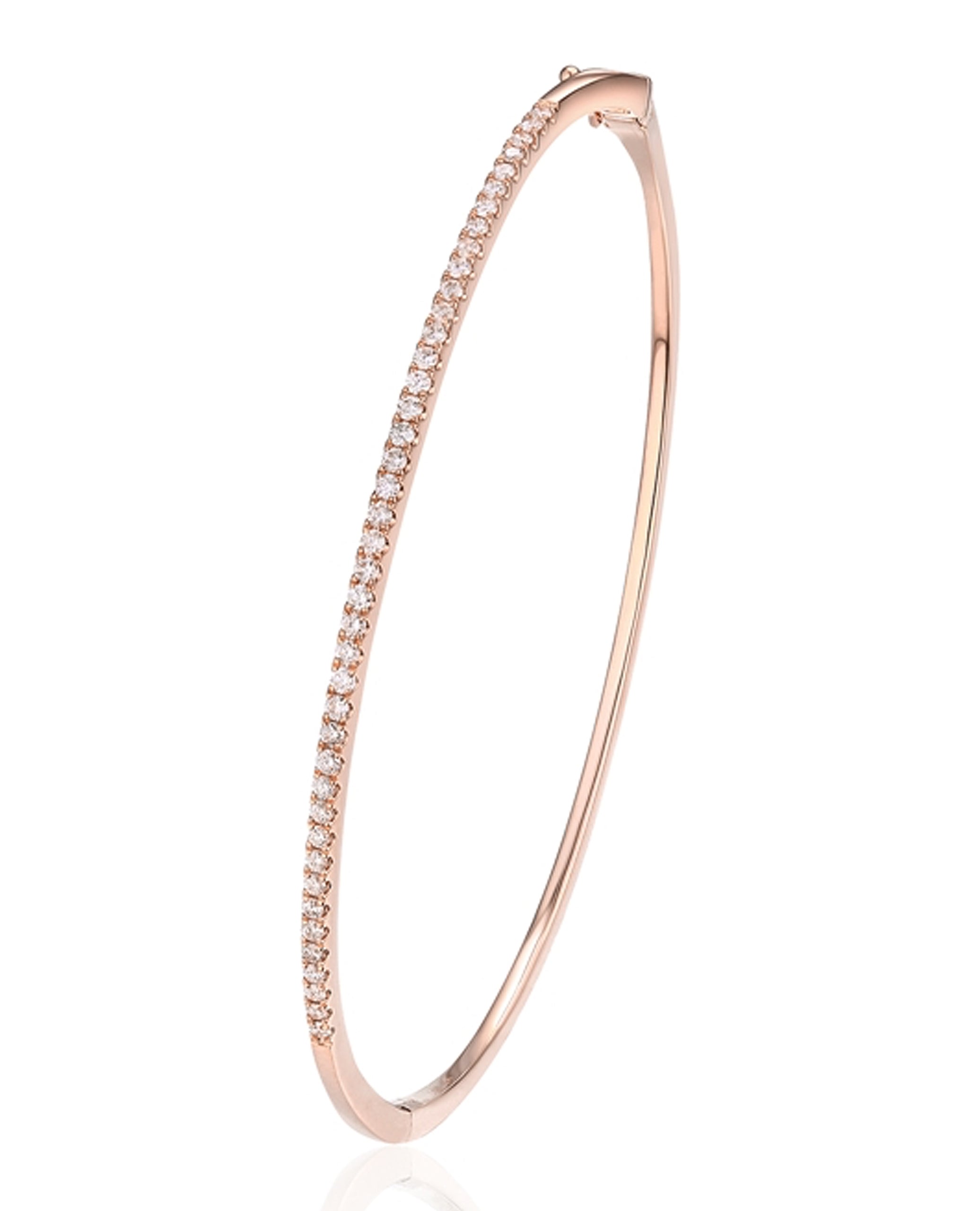 14K Pink Gold Diamond Bangle Bracelet