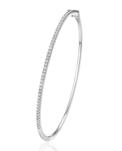 14K White Gold Diamond Bangle Bracelet (Watch Video)