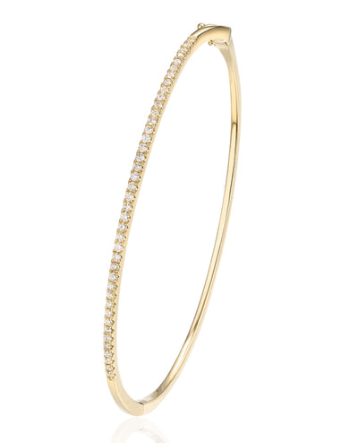 14K Yellow Gold 0.53 Carat Diamond Hinged Bangle Bracelet