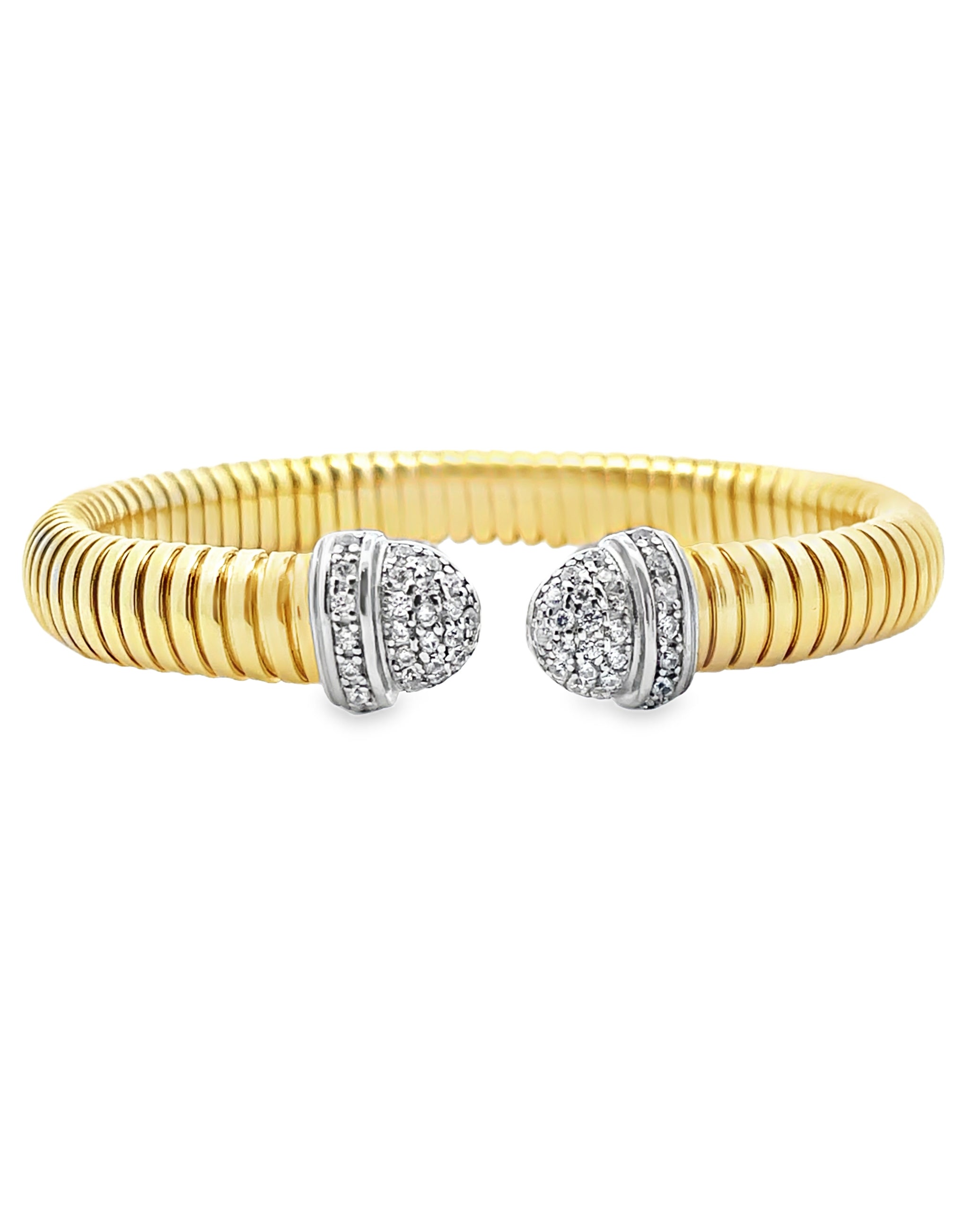Marcello Pane BRFO 069 Sterling Silver Cuff Bangle Bracelet with Gold Overlay