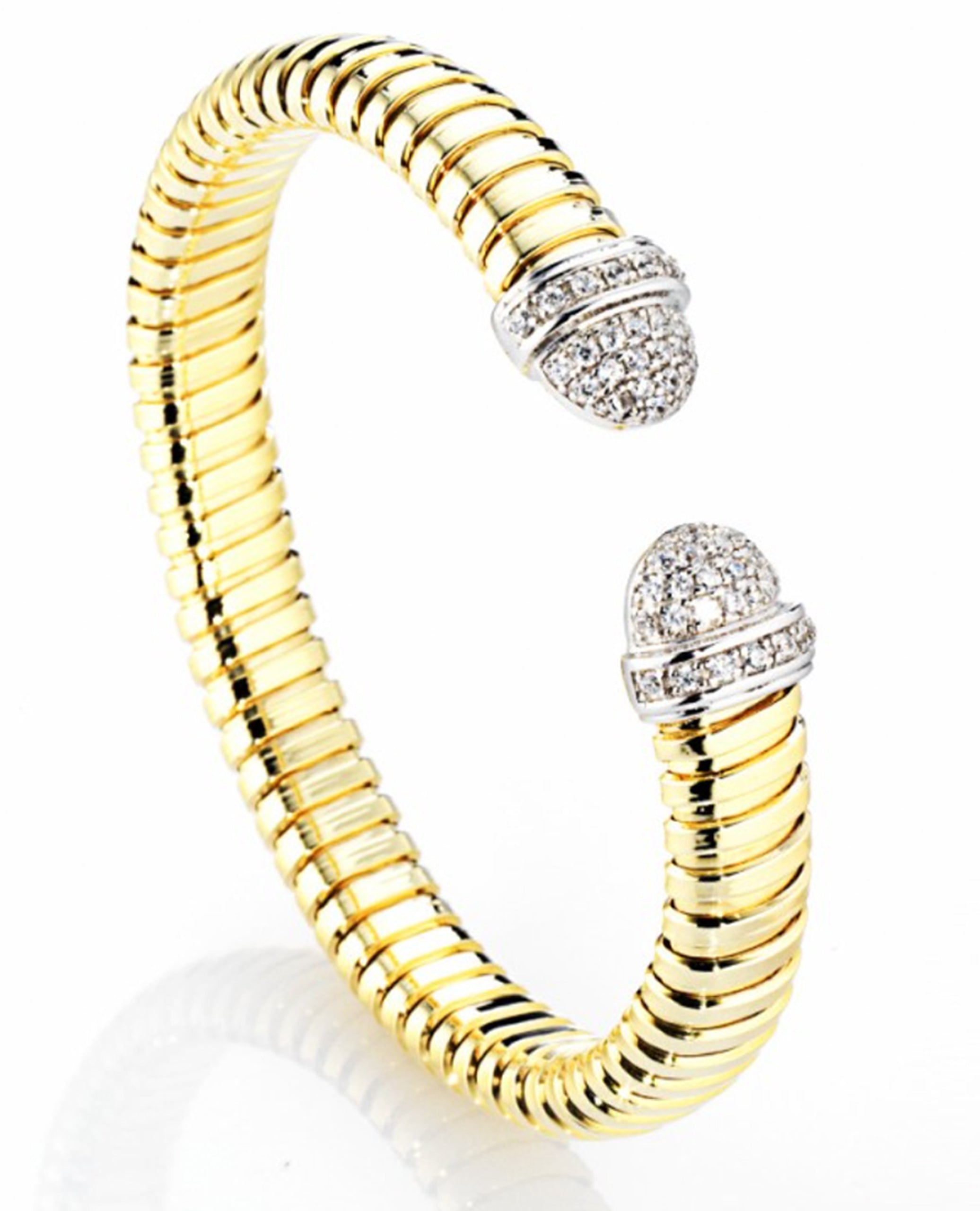 Marcello Pane BRFO 069 Sterling Silver Cuff Bangle Bracelet with Gold Overlay