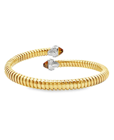 Marcello Pane BRFO 345G-A Sterling Silver Flexible Bangle Bracelet with Gold Overlay