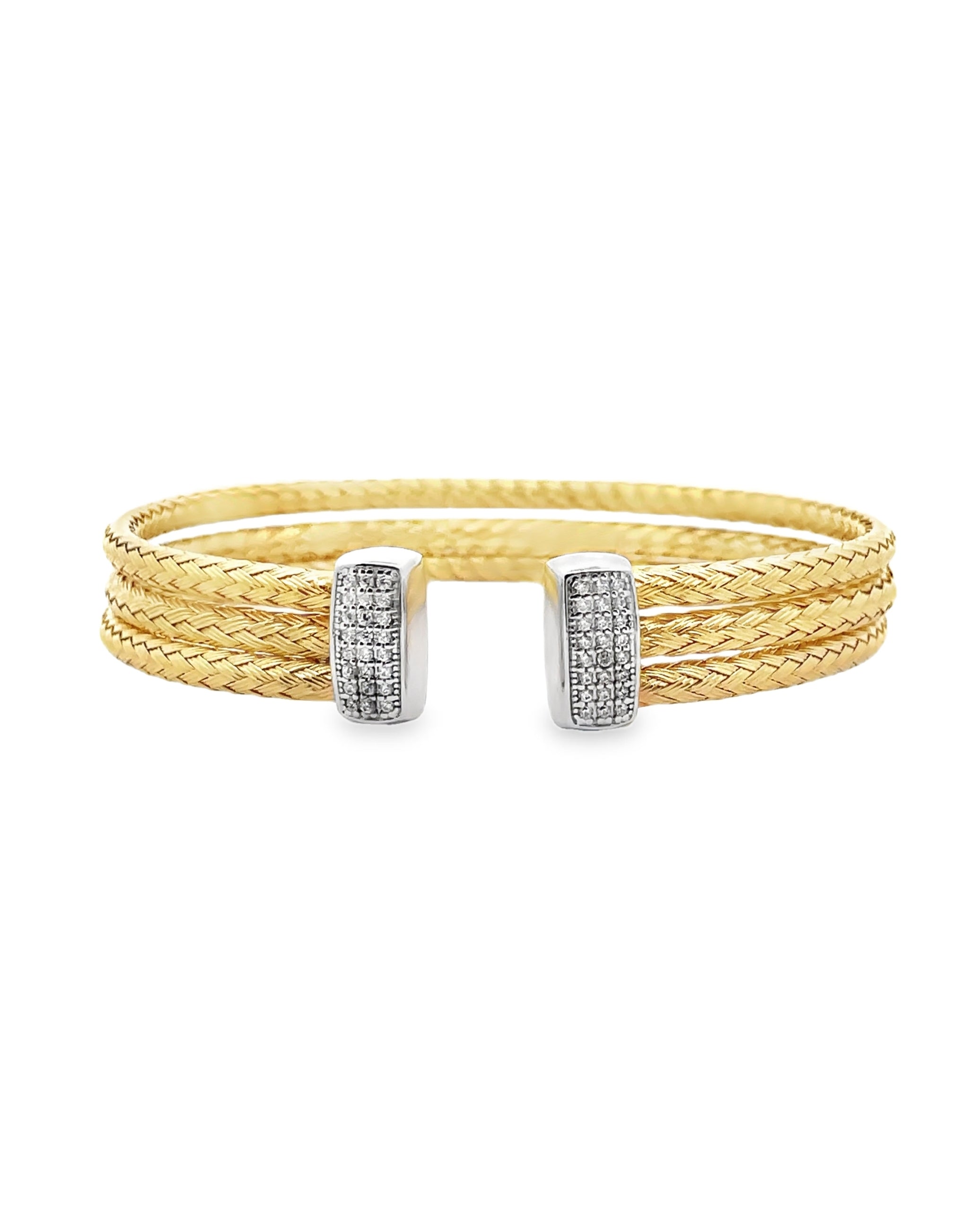 Marcello Pane Sterling Silver Bangle Bracelet with 18K Yellow Gold Overlay
