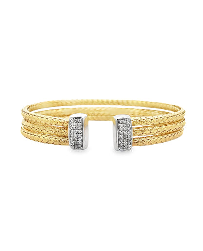 Marcello Pane Sterling Silver Bangle Bracelet with 18K Yellow Gold Overlay