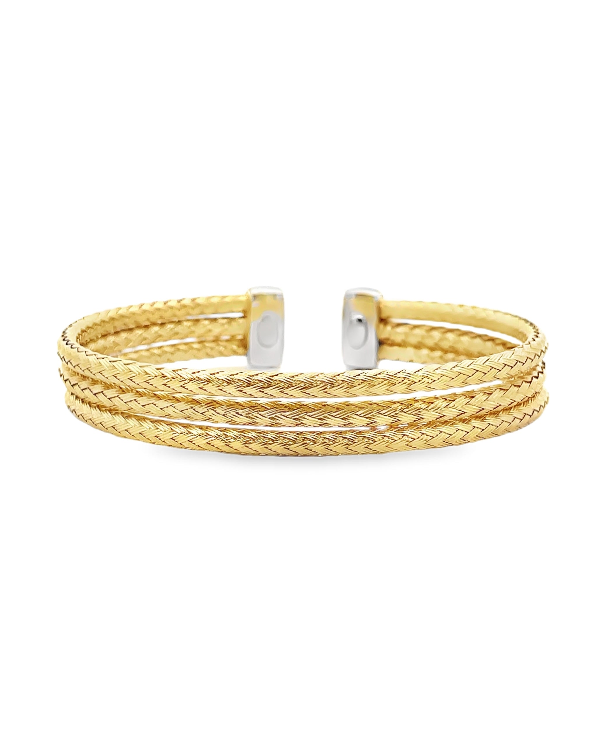Marcello Pane Sterling Silver Bangle Bracelet with 18K Yellow Gold Overlay