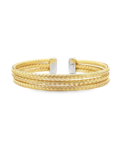 Marcello Pane Sterling Silver Bangle Bracelet with 18K Yellow Gold Overlay
