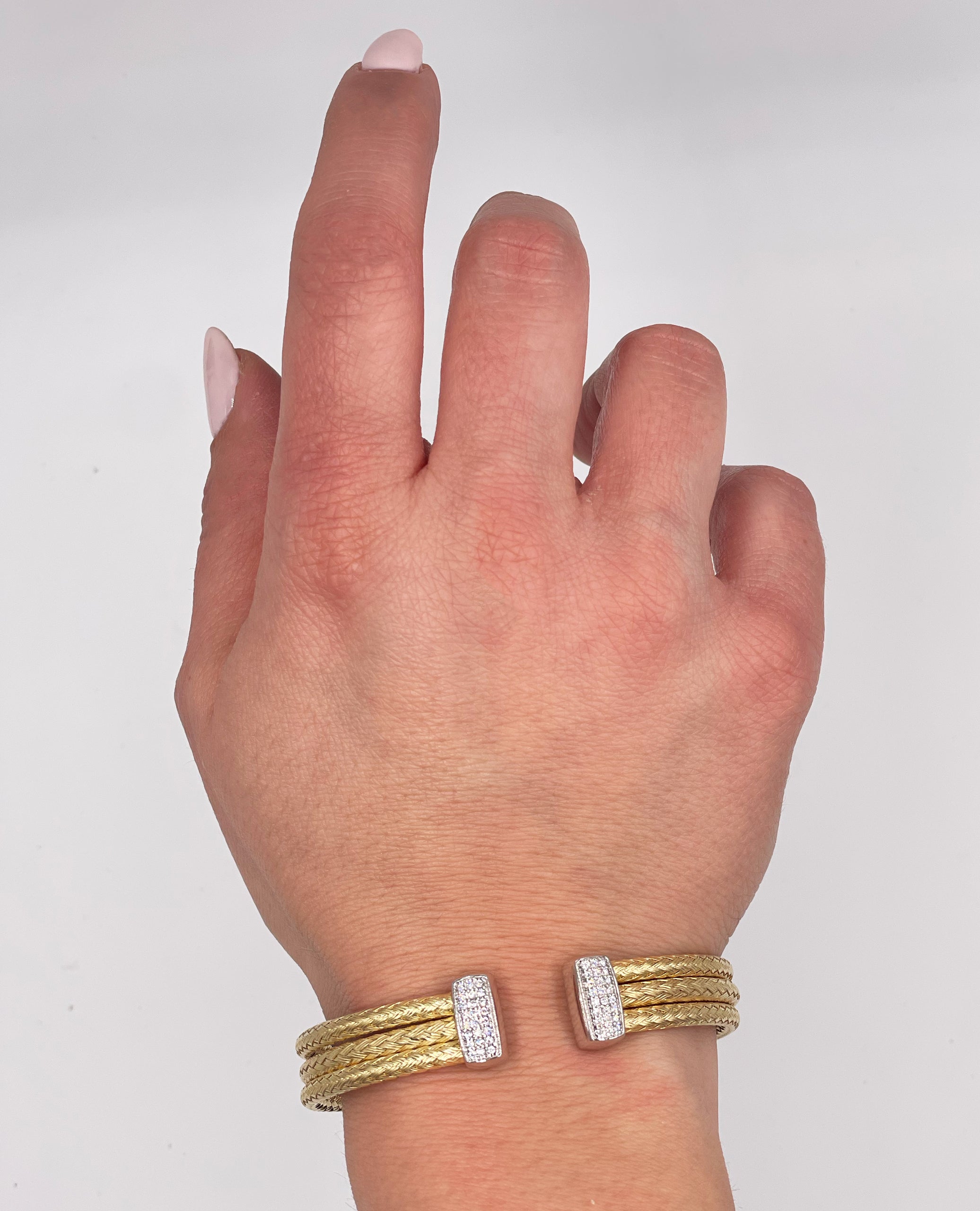 Marcello Pane Sterling Silver Bangle Bracelet with 18K Yellow Gold Overlay
