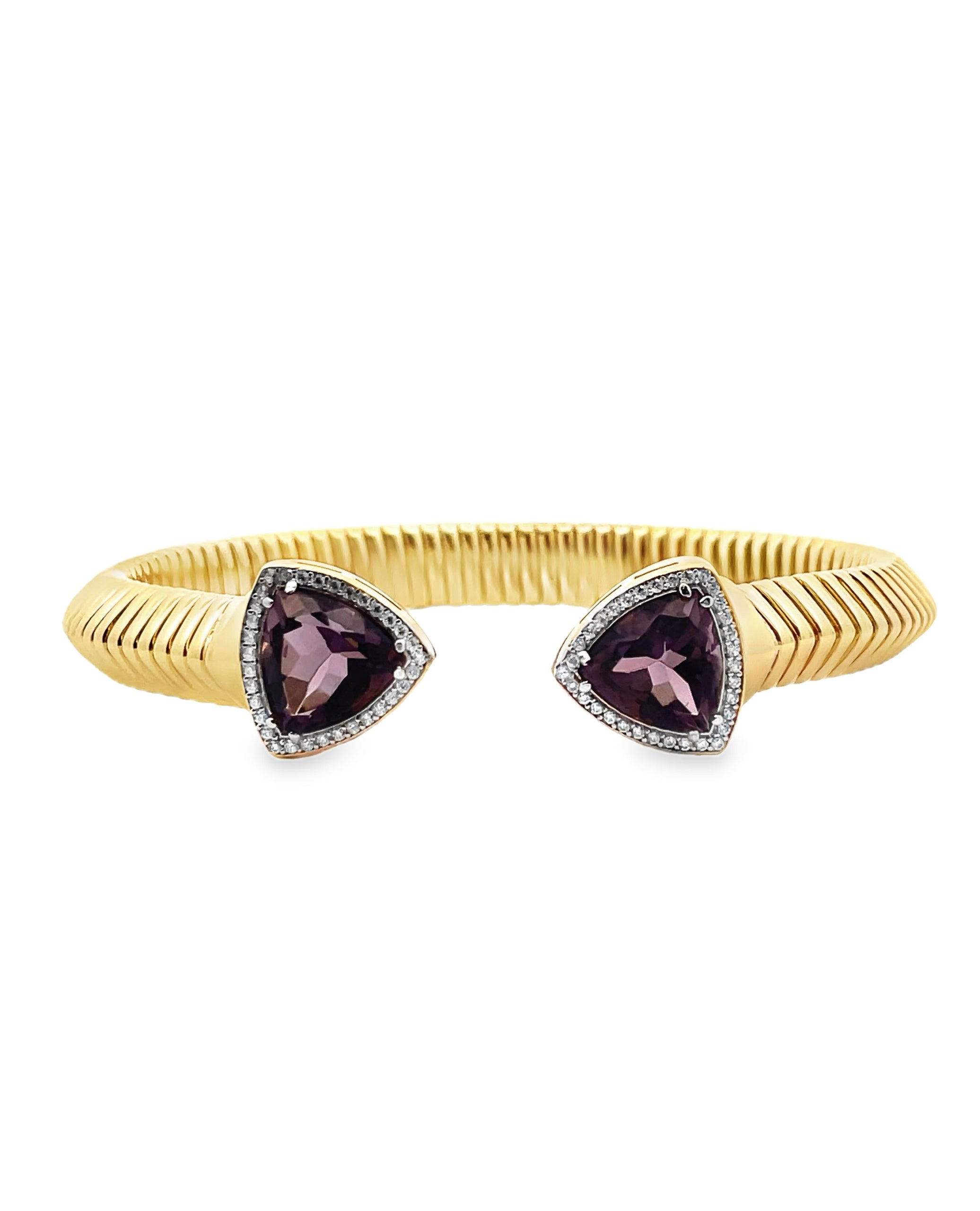 Marcello Pane Sterling Silver Bangle Bracelet with 18K Yellow Gold Overlay