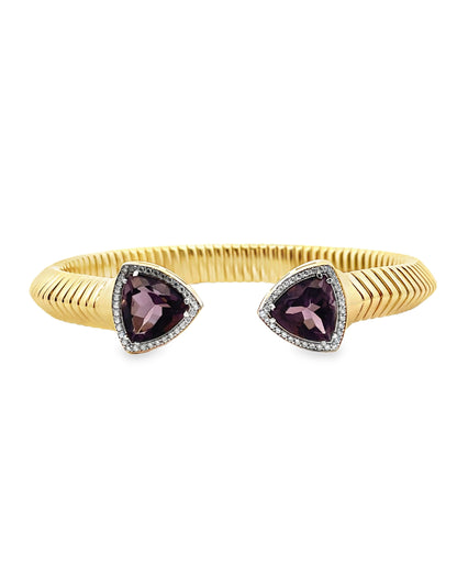 Marcello Pane Sterling Silver Bangle Bracelet with 18K Yellow Gold Overlay