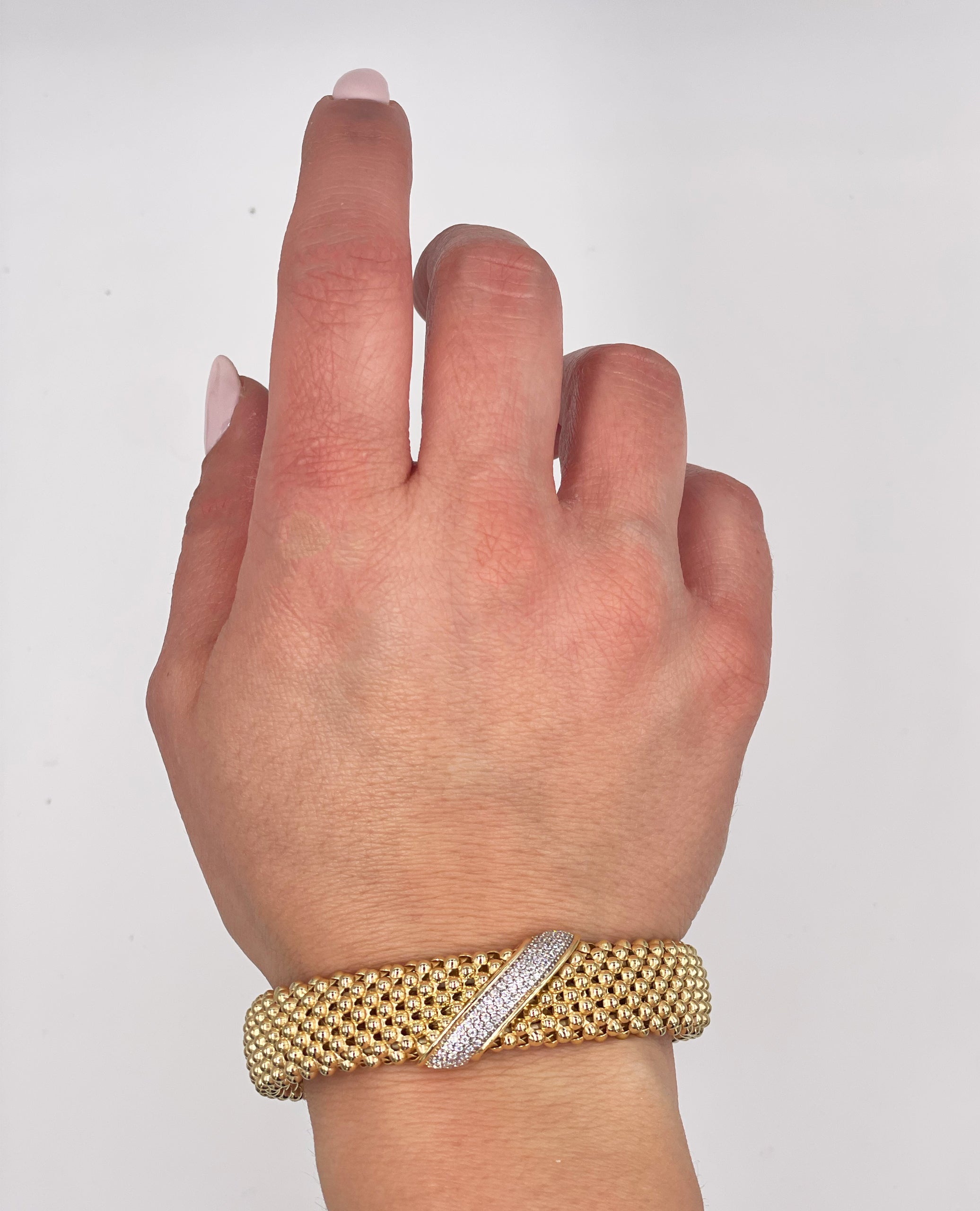 Marcello Pane Sterling Silver Bangle Bracelet with 18K Yellow Gold Overlay