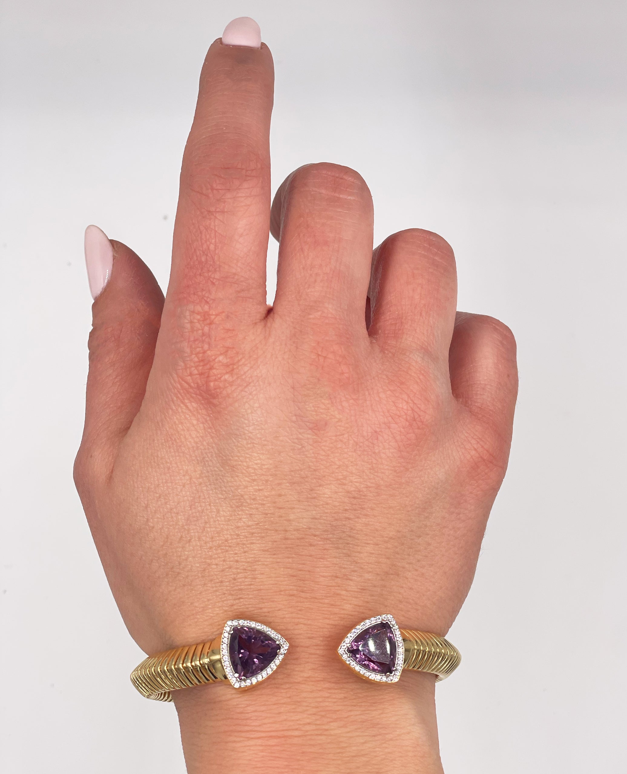 Marcello Pane Sterling Silver Bangle Bracelet with 18K Yellow Gold Overlay