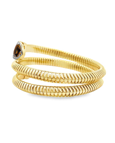 Marcello Pane Wrap Bangle Sterling Silver Bracelet with 18K Yellow Gold Overlay and Cubic Zirconia