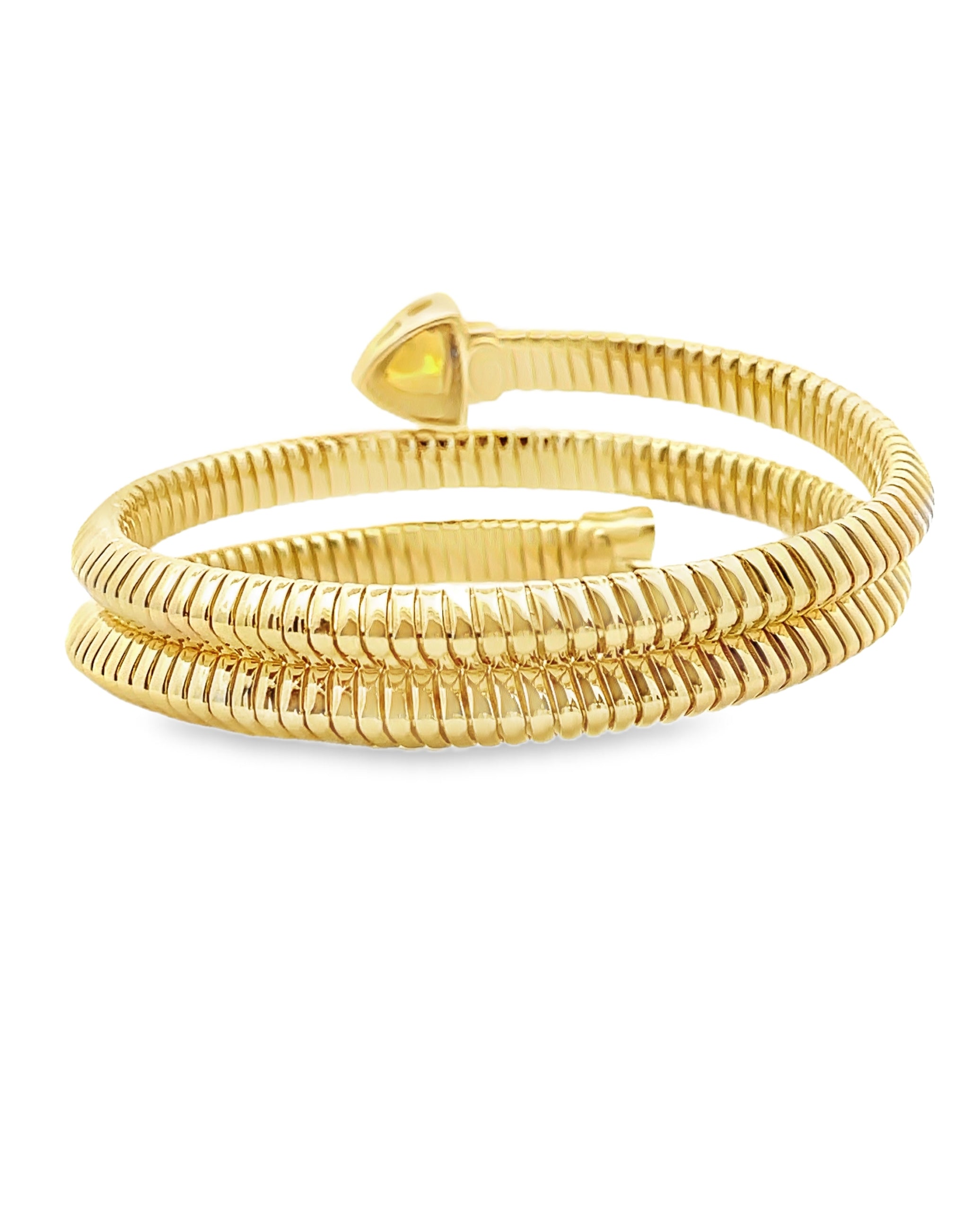 Marcello Pane Wrap Bangle Sterling Silver Bracelet with 18K Yellow Gold Overlay and Cubic Zirconia