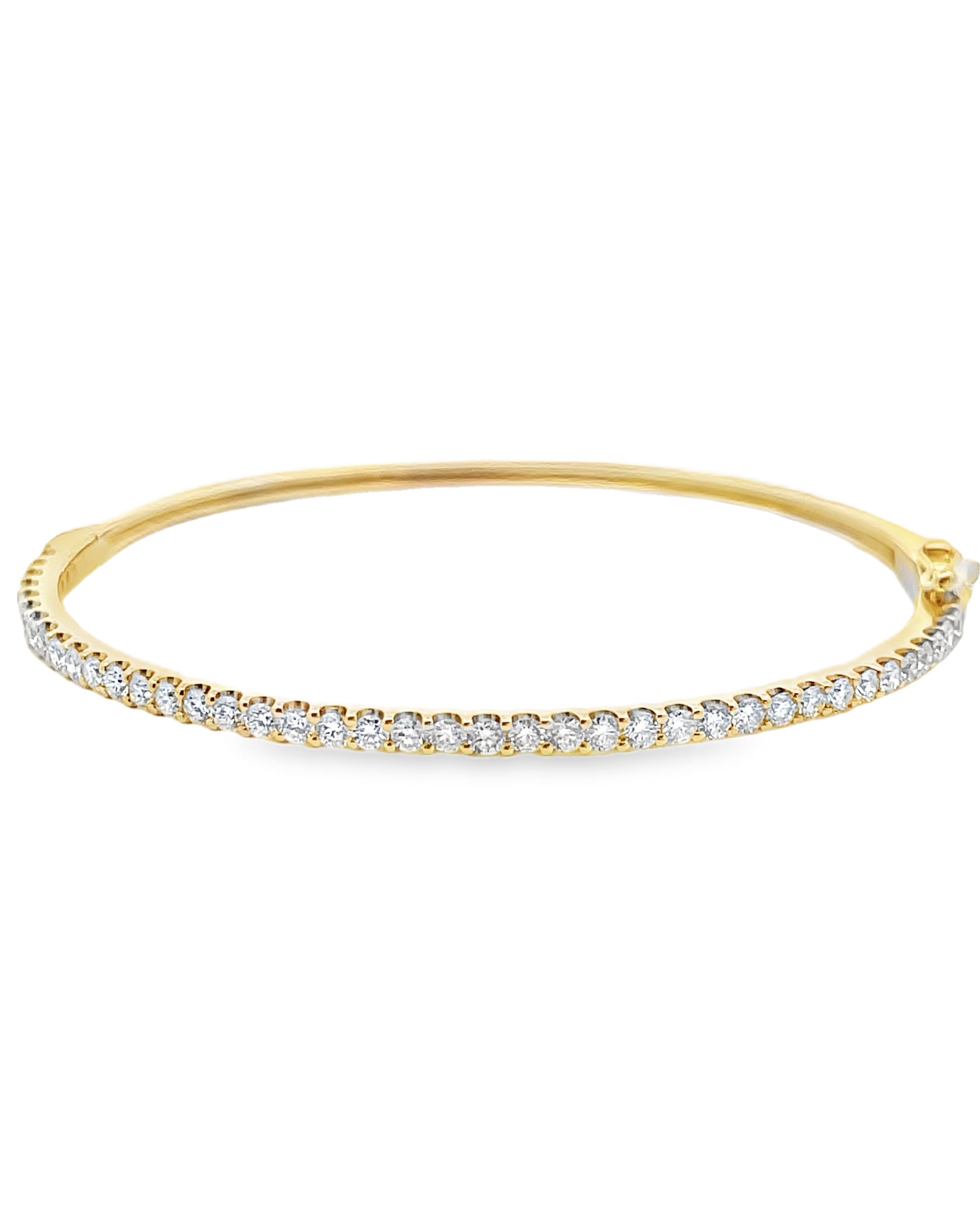14K Yellow Gold 1.56 Carat Diamond Hinged Bangle Bracelet