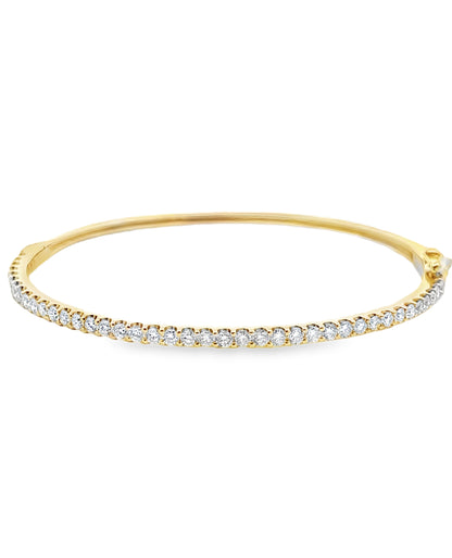 14K Yellow Gold 1.56 Carat Diamond Hinged Bangle Bracelet