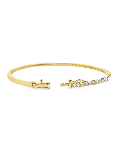 14K Yellow Gold 1.56 Carat Diamond Hinged Bangle Bracelet