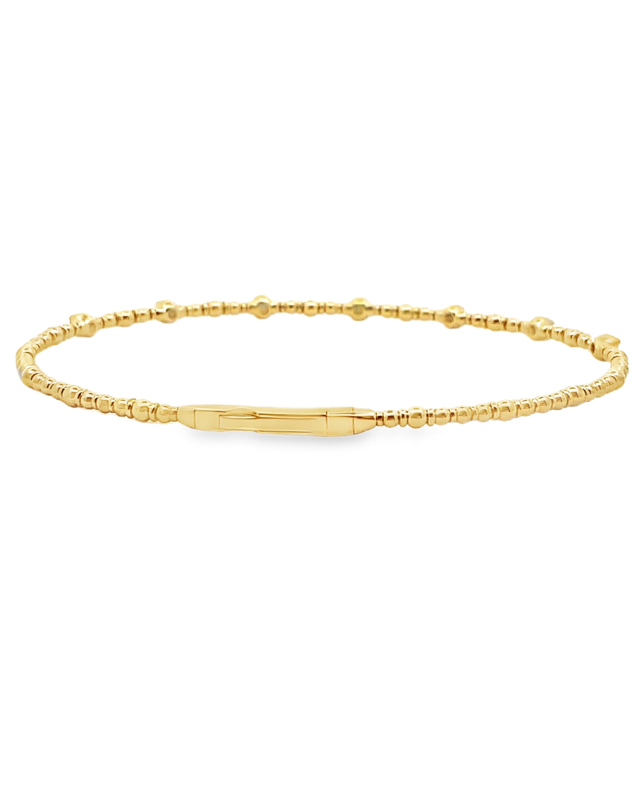 14K Yellow Gold Flexible Diamond Bangle Bracelet