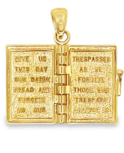 14K Yellow Gold Lord's Prayer Book Pendant
