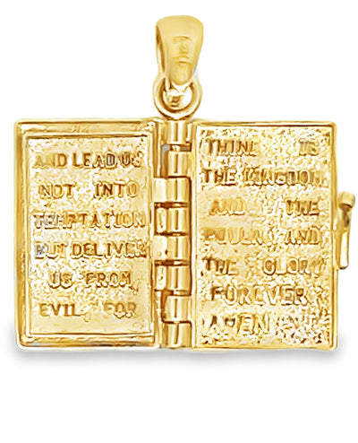 14K Yellow Gold Lord's Prayer Book Pendant