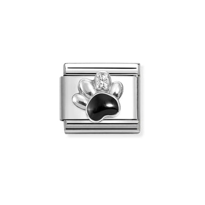 Nomination Composable Link 330321/12 Symbols Black Paw Print with Cubic Zirconia