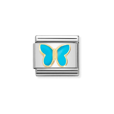 Nomination Composable 030285/63 Classic Symbols 18k Gold Blue Butterfly
